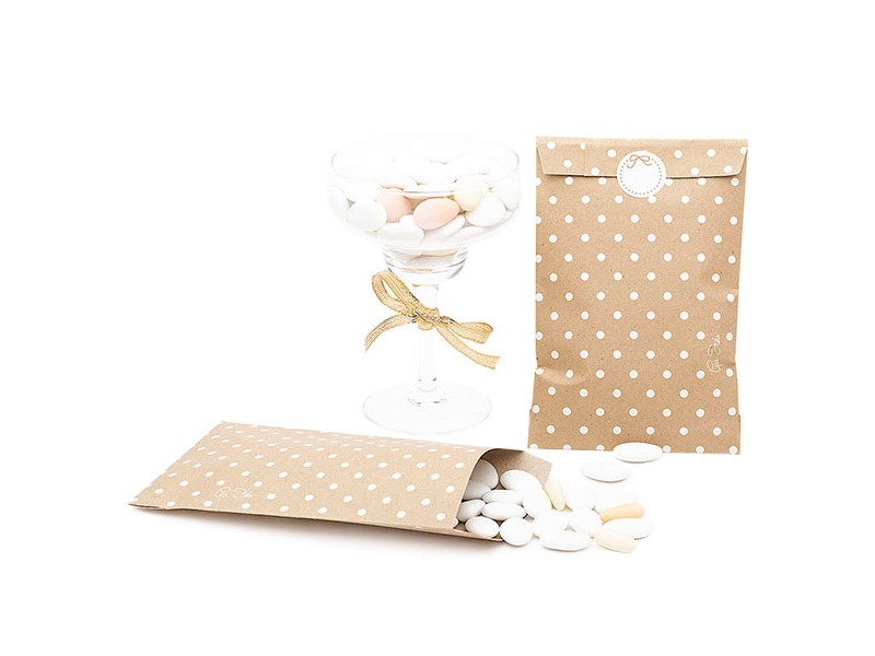 SACCHETTI CARTA KRAFT POIS BIANCO 13X20CM 8PZ