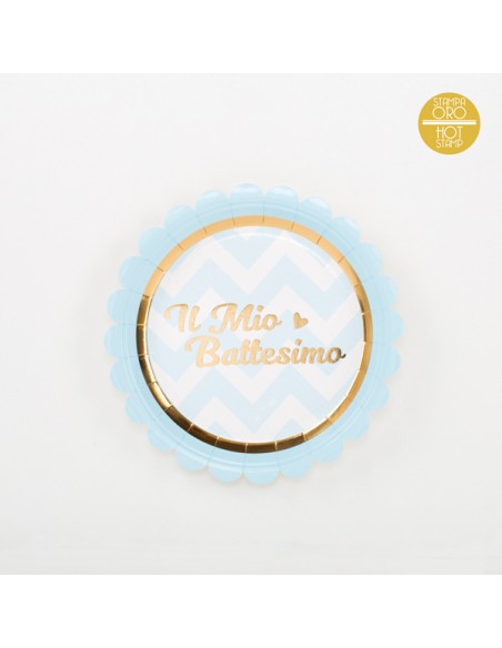 PIATTO BABY CHIC CELESTE IL MIO BATTESIMO 8PZ 18CM PIATTO BABY CHIC CELESTE IL MIO BATTESIMO 8PZ 18CM