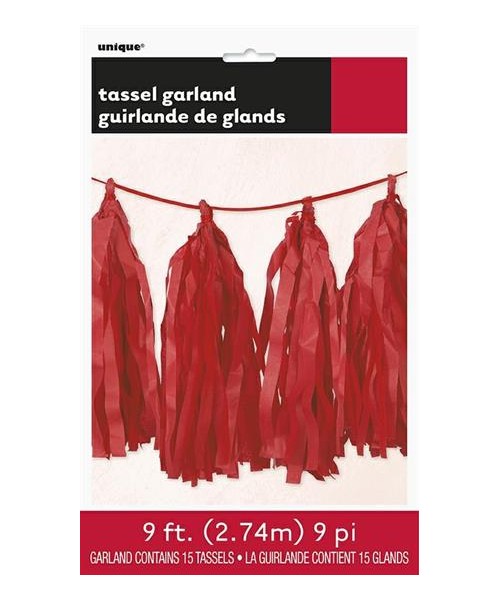 RUBY RED TISSUE TASSEL GARLAND