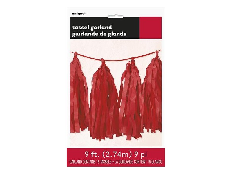 RUBY RED TISSUE TASSEL GARLAND