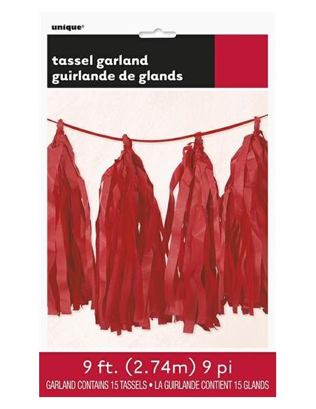 RUBY RED TISSUE TASSEL GARLAND RUBY RED TISSUE TASSEL GARLAND