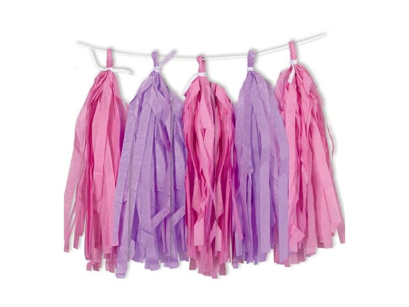 PINK/PURPLE TISSUE TASSEL GARLAND