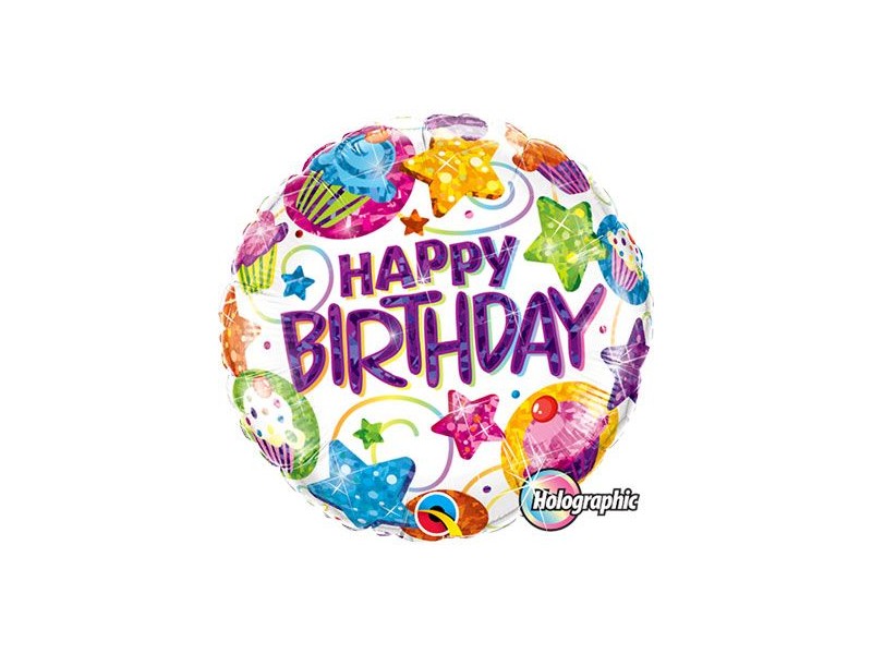 PALLONE 18"/CM.45 HAPPY B-DAY PRISMATIC