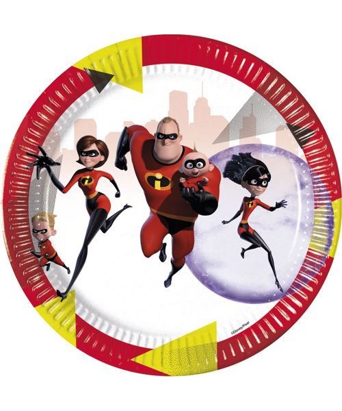 Piatto 23 cm busta 8 pz INCREDIBLES 2 2