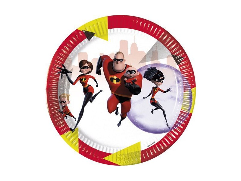 Piatto 23 cm busta 8 pz INCREDIBLES 2