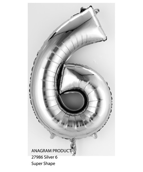 MINISHAPE:NUMBER 6 SILVER CM 40 1PZ