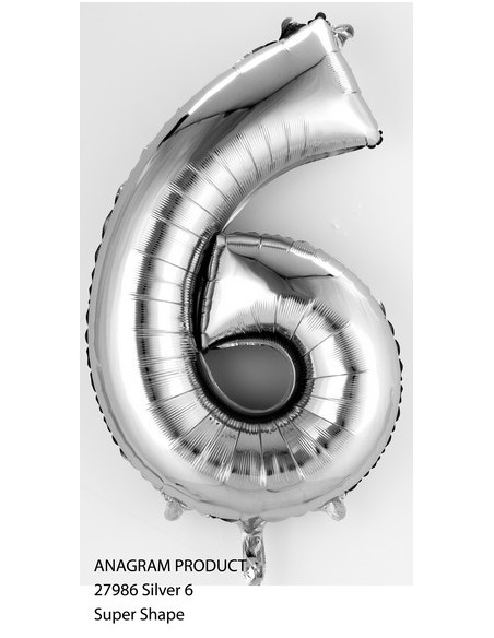 MINISHAPE:NUMBER 6 SILVER CM 40 1PZ