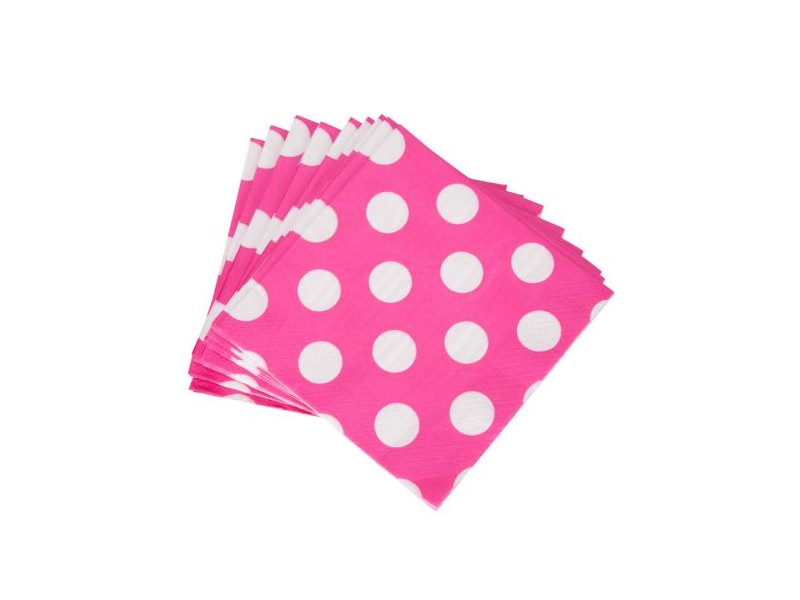 16 FUCSIA DOTS LUNCH NAPKINS