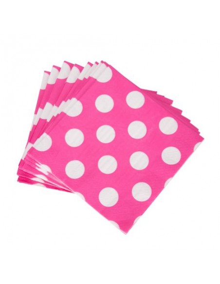 16 FUCSIA DOTS LUNCH NAPKINS
