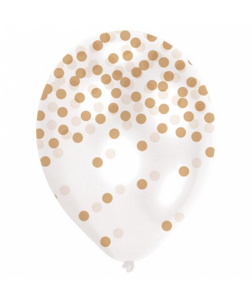 PALLONE LATTICE "CONFETTI-GOLD" 6PZ 11" 27,5CM