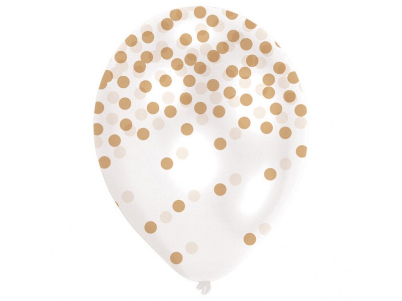 PALLONE LATTICE "CONFETTI-GOLD" 6PZ 11" 27,5CM