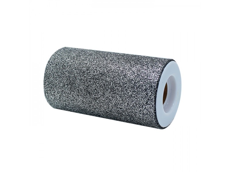 ROTOLO TULLE CM.12,5X25MT PRESTIGE SILVER GLITTER