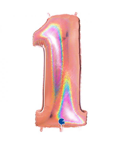 PALLONE N.1 GLITTER ROSE GOLD 102CM