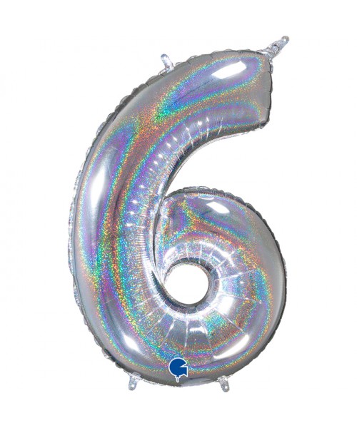PALLONE N. 6 GLITTER SILVER 102CM