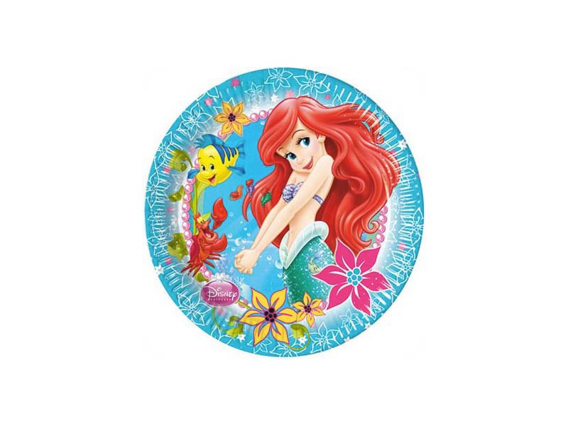 Piatto 23 cm busta 8 *Ariel Mermaid