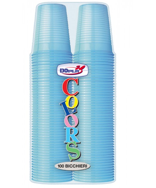 BICCHIERI 200CC CELESTE 100PZ