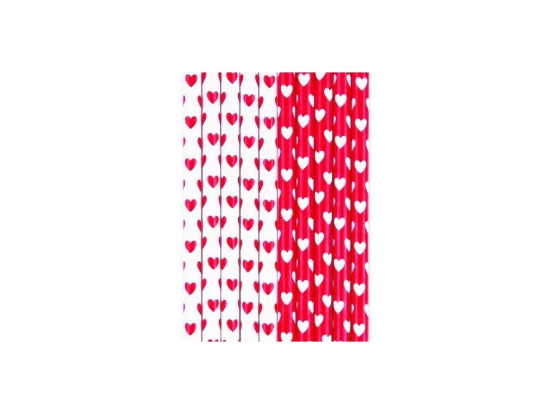 STRAWS HEARTS RED PZ. 10