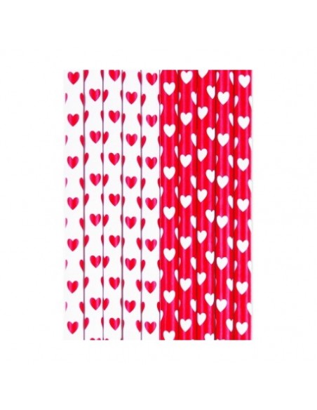 STRAWS HEARTS RED PZ. 10