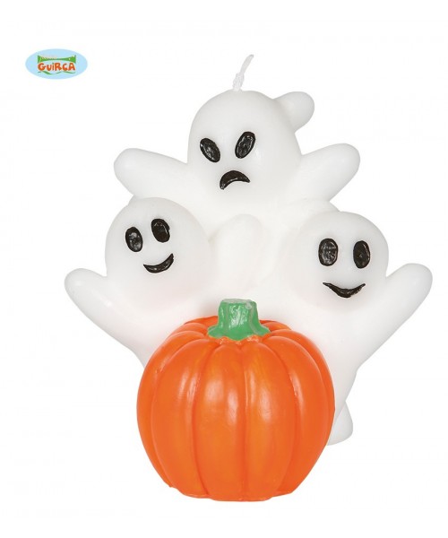 VELA FANTASMAS CON CALABAZA 10 CMS.