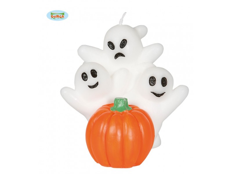 VELA FANTASMAS CON CALABAZA 10 CMS.