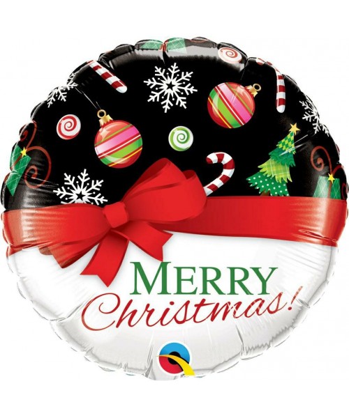 PALLONE MYLAR 18" MERRY CHRISTMAS FIOCCO ROSSO