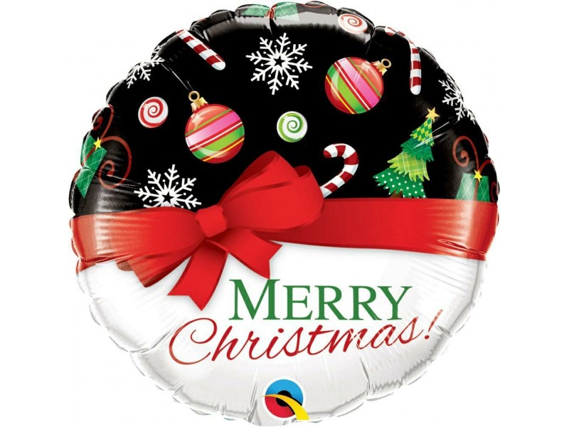 PALLONE MYLAR 18" MERRY CHRISTMAS FIOCCO ROSSO