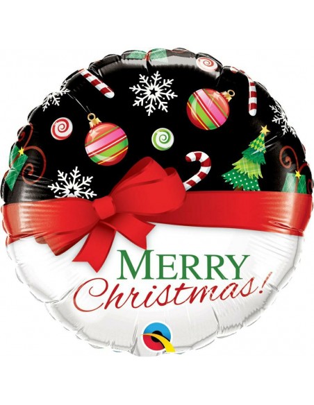 PALLONE MYLAR 18" MERRY CHRISTMAS FIOCCO ROSSO