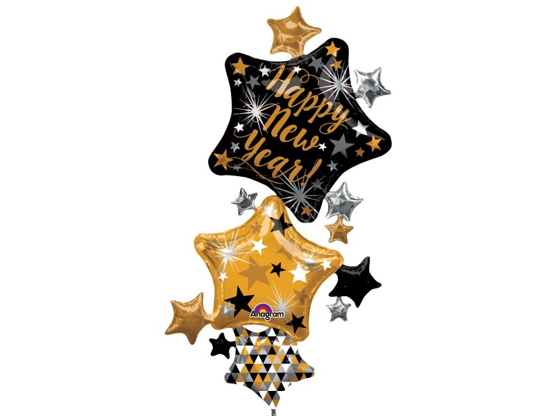 PALLONE MYLAR MULTI SHAPE HAPPY NEW YEAR CM. 93X170