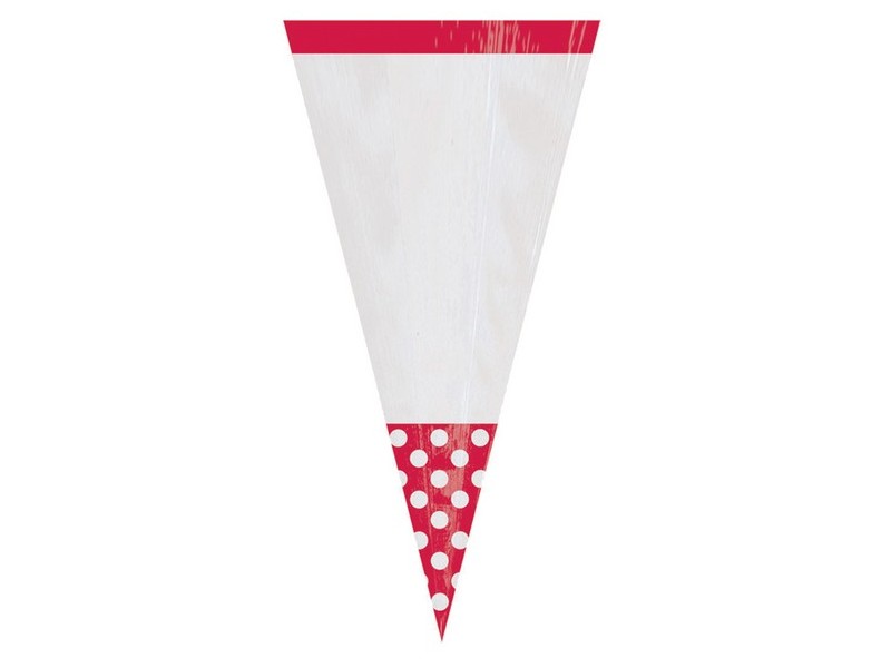 PARTY BAG CONO ROSSO POIS 9X24,7 CM. 10PZ