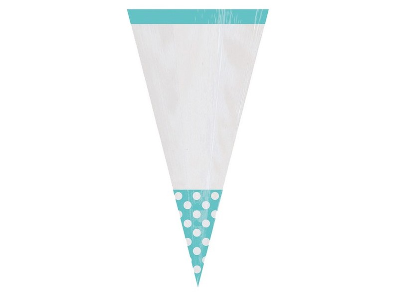 PARTY BAG CONO AZZURRO POIS 9X24,7 CM pz.10