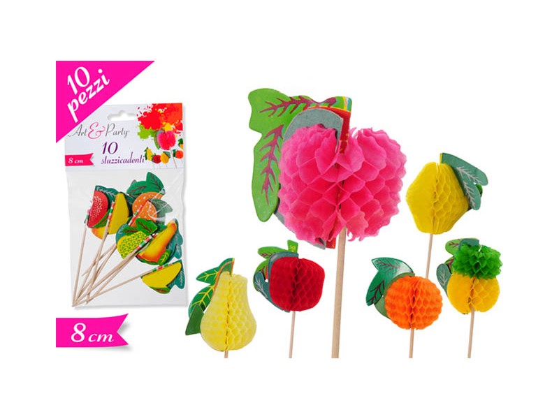 STUZZIACADENTI SET 10PZ FRUTTA 3D