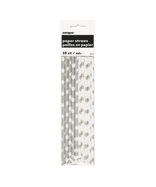10 SILVER DOTS PAPER STRAWS 2