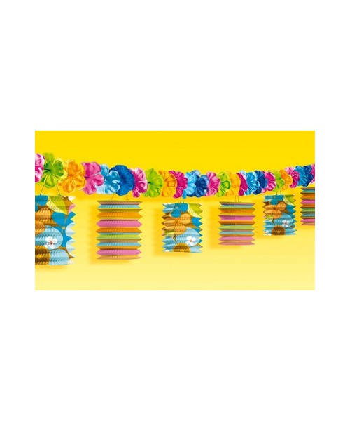 FESTONE CON FIORI E LANTERNE 3D IN CARTA 365 CM 1 pz