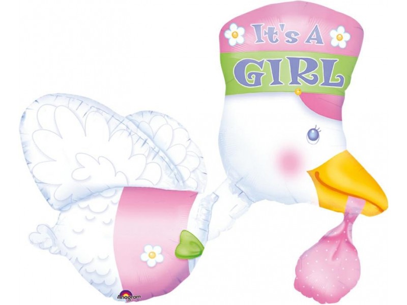 PALLONE MYLAR CICOGNA 3D IT'S A GIRL 58X81