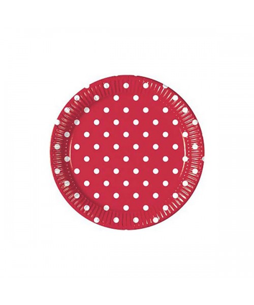 PIATTO CM. 18 POIS PZ. 6 ROSSO 2