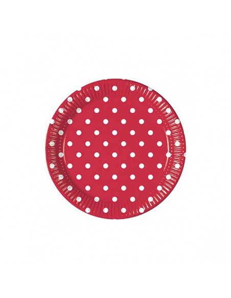 PIATTO CM. 18 POIS PZ. 6 ROSSO