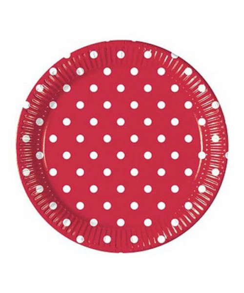 PIATTO CM. 23 POIS PZ. 6 ROSSO 2