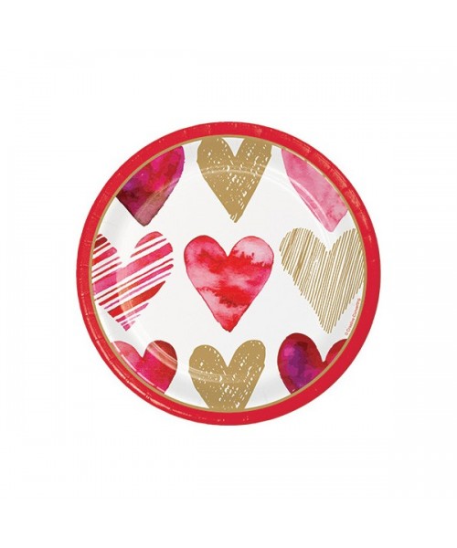 PIATTO WATERCOLORS HEARTS 8PZ