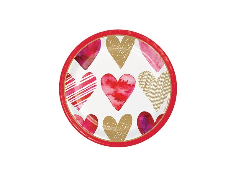 PIATTO WATERCOLORS HEARTS 8PZ