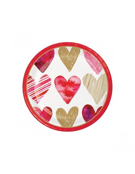 PIATTO WATERCOLORS HEARTS 8PZ