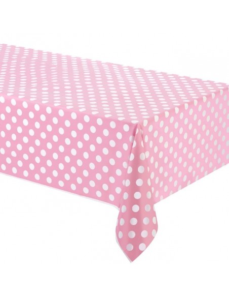 TOVAGLIA PLASTICA ROSA POIS BIANCHI 137X274