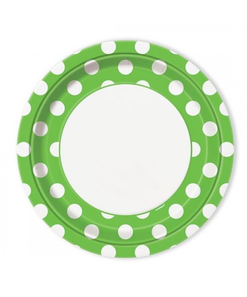 PIATTI CM. 23 VERDE POIS BIANCHI PZ.8