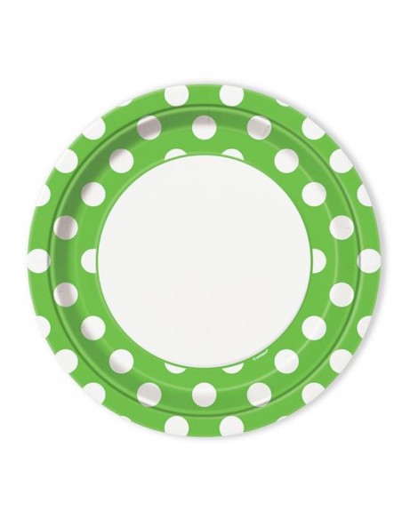 PIATTI CM. 23 VERDE POIS BIANCHI PZ.8