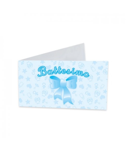 25 BIGLIETTINI BATTES.BABY CELESTE CM.9X2
