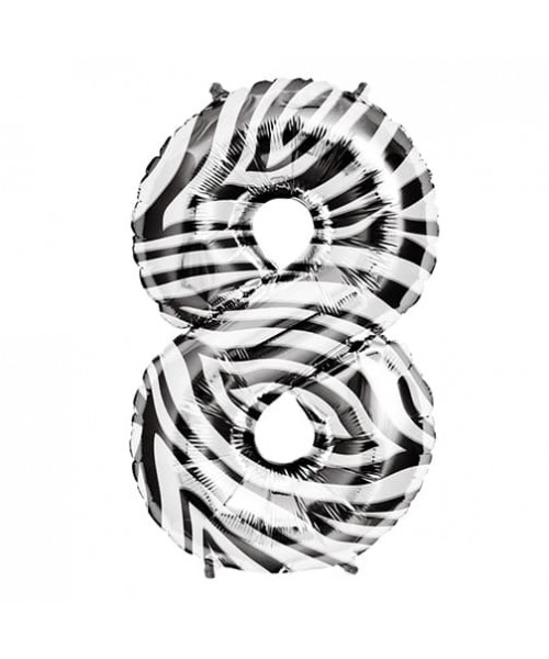 PALLONE MYLAR 34" N. 8 MEGA ZEBRATO