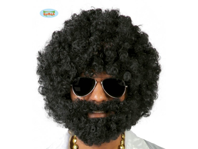 PARRUCCA AFRO CON BARBA NERA