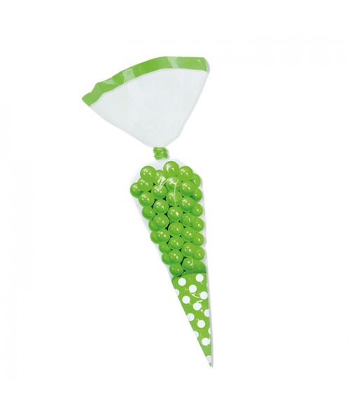 10 SACCHETTINI CONO POIS VERDE MELA 2