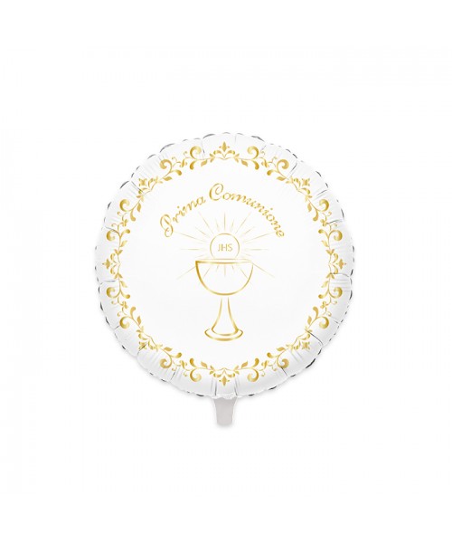 PALLONE MYLAR TONDO PRIMA COMUNIONE GOLD METAL 60CM