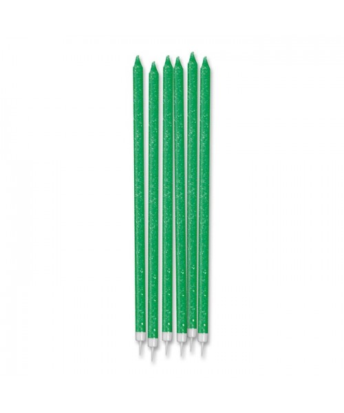 Cand. matite+supp.glitter verde fluor pz12