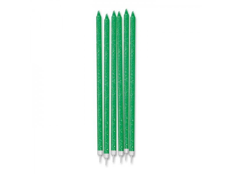 Cand. matite+supp.glitter verde fluor pz12